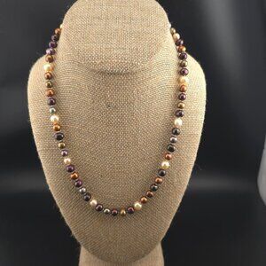 Multicolor Freshwater Pearl Necklace With Twist Clasp 18 Inches